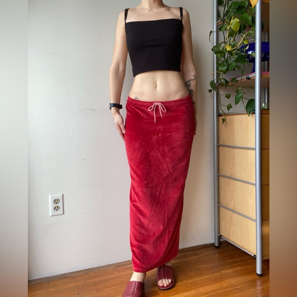 Adrienne Vittadini Y2K low rise maxi skirt summer tropical red size S